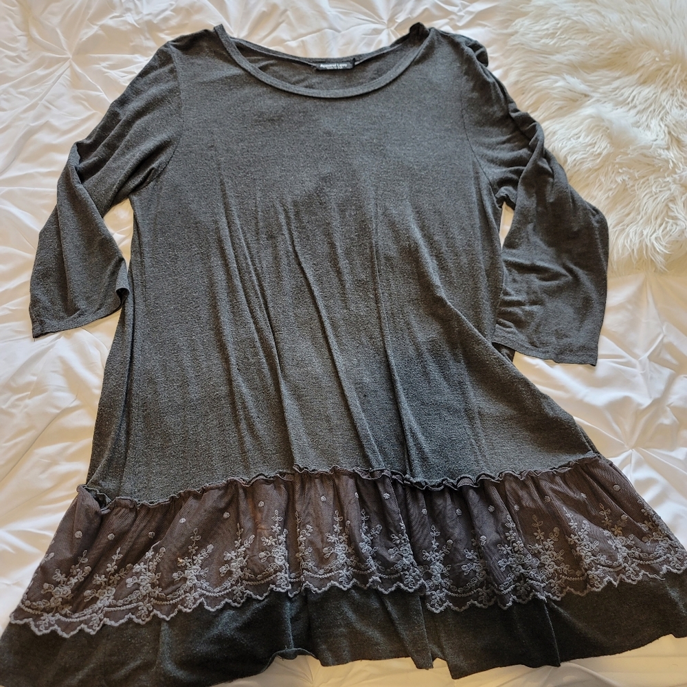 Boutique long shirt dress with lace embellishments